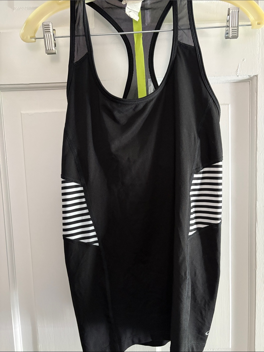 Chsmpion Black Racerback Tank Top with Striped Side Panels - Women's ActivewearM